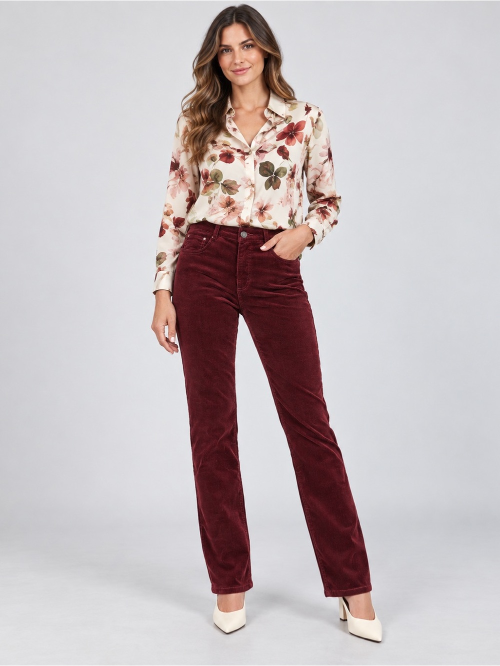 FDJ Suzanne Burgundy Corduroy Straight Leg Jeans Women’s Size 8